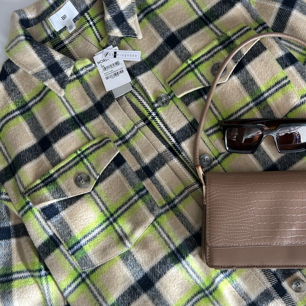 Neon green & Tan Shacket